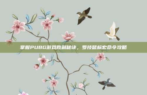 掌握PUBG游戏胜利秘诀，罗技鼠标宏命令攻略