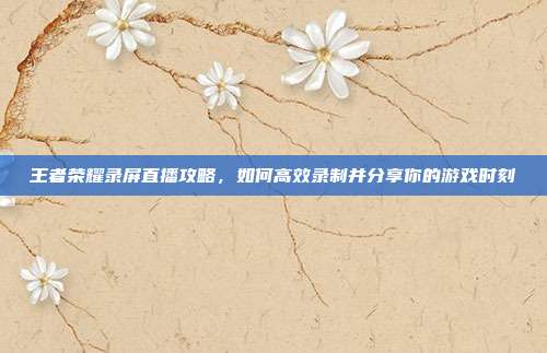 王者荣耀录屏直播攻略,如何高效录制并分享你的游戏时刻