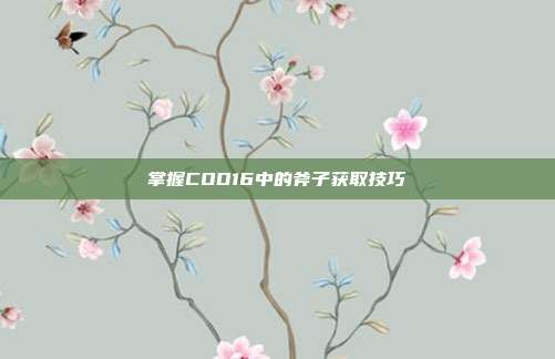 掌握COD16中的斧子获取技巧