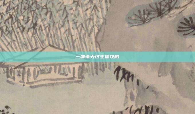 三国杀天过主播攻略