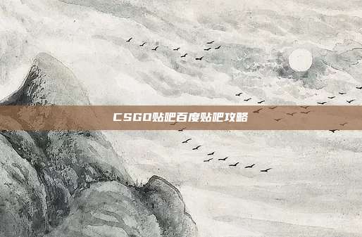 CSGO贴吧百度贴吧攻略