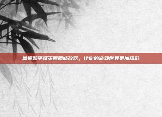 掌握和平精英画质修改器，让你的游戏世界更加精彩