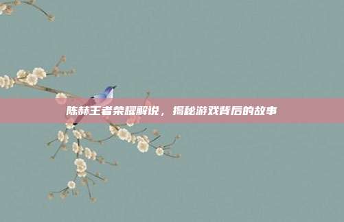 陈赫王者荣耀解说，揭秘游戏背后的故事