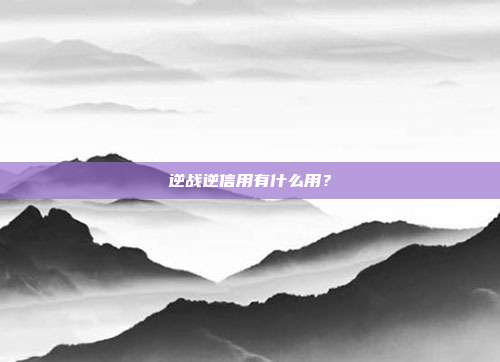 逆战逆信用有什么用?