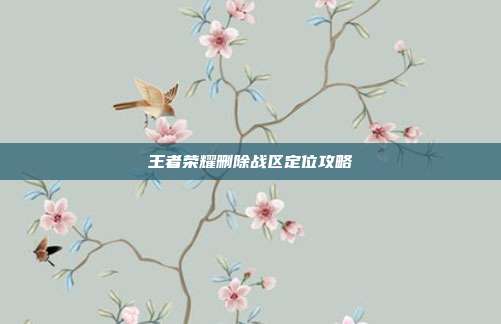 王者荣耀删除战区定位攻略