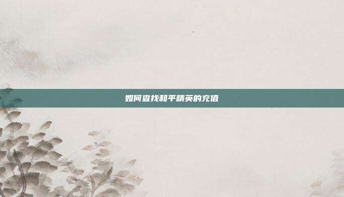 如何查找和平精英的充值