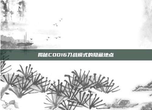 揭秘COD16刀战模式的隐藏地点