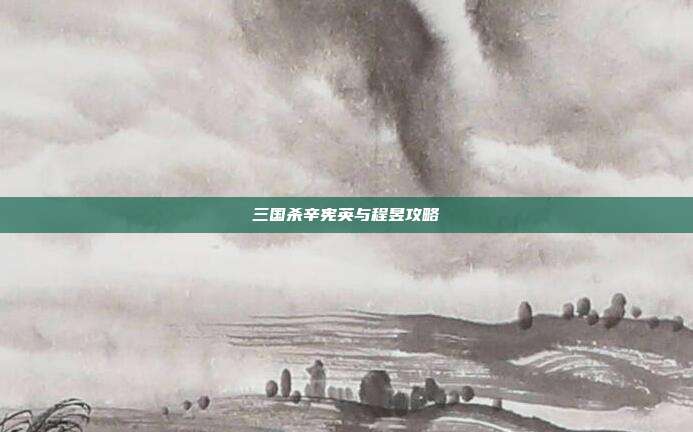 三国杀辛宪英与程昱攻略