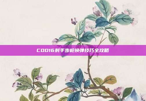COD16射手步枪换弹技巧全攻略