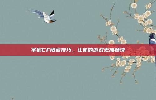 掌握CF限速技巧,让你的游戏更加畅快