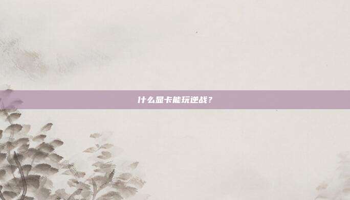 什么显卡能玩逆战?