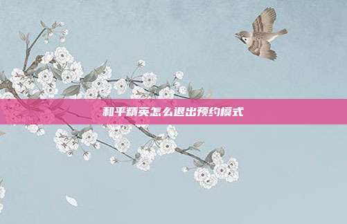 和平精英怎么退出预约模式