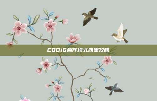 COD16合作模式四黑攻略