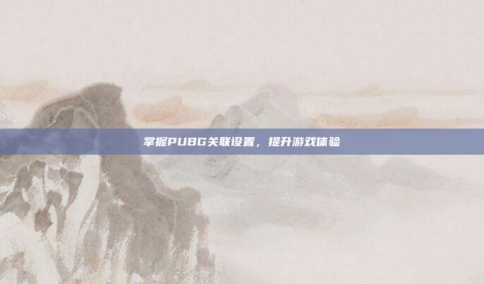 掌握PUBG关联设置，提升游戏体验
