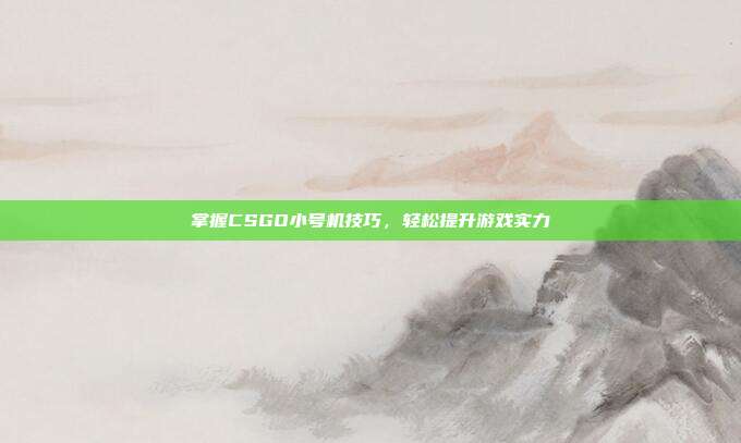 掌握CSGO小号机技巧，轻松提升游戏实力