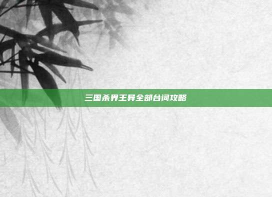 三国杀界王异全部台词攻略