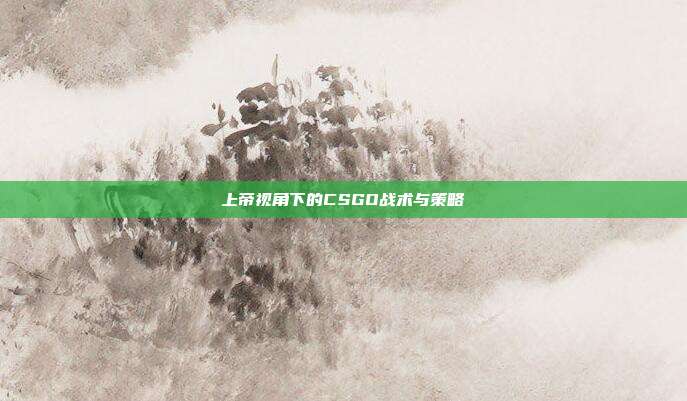 上帝视角下的CSGO战术与策略