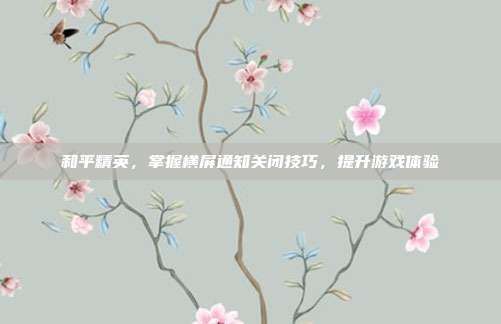 和平精英,掌握横屏通知关闭技巧,提升游戏体验