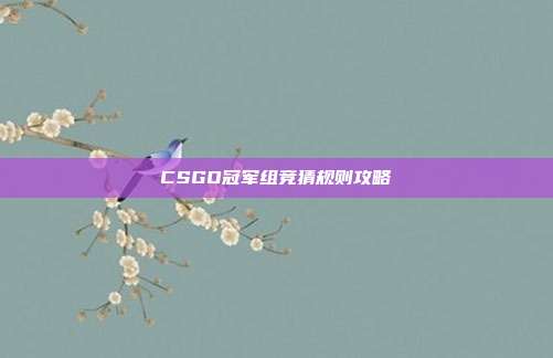 CSGO冠军组竞猜规则攻略