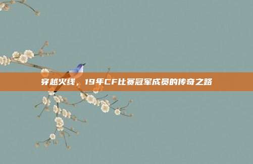 穿越火线,19年CF比赛冠军成员的传奇之路