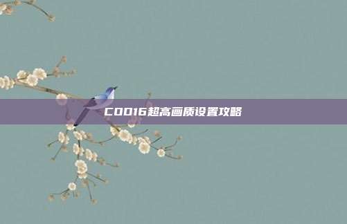 COD16超高画质设置攻略