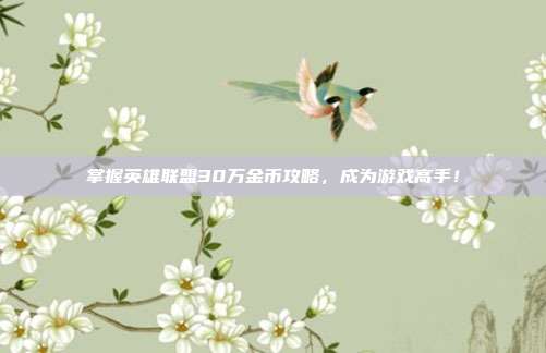 掌握英雄联盟30万金币攻略,成为游戏高手!