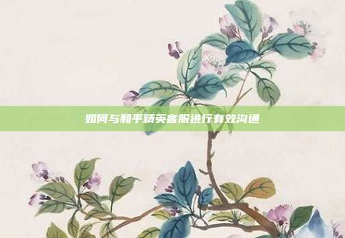 如何与和平精英客服进行有效沟通