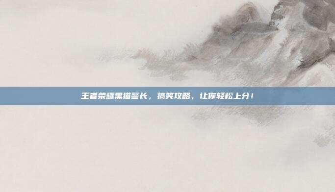 王者荣耀黑猫警长，搞笑攻略，让你轻松上分！