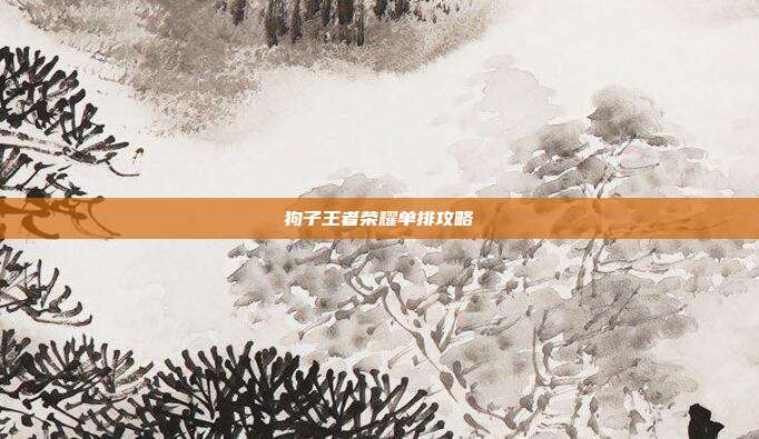 狗子王者荣耀单排攻略