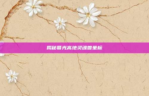 揭秘暮光高地灵魂兽坐标