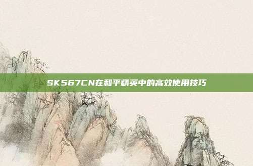 SK567CN在和平精英中的高效使用技巧