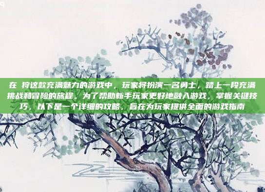 在姫狩这款充满魅力的游戏中，玩家将扮演一名勇士，踏上一段充满挑战和冒险的旅程。为了帮助新手玩家更好地融入游戏，掌握关键技巧，以下是一个详细的攻略，旨在为玩家提供全面的游戏指南
