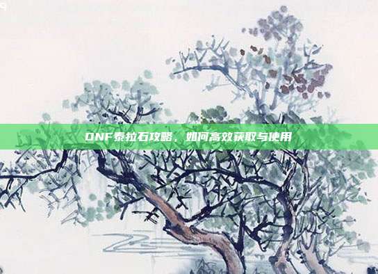 DNF泰拉石攻略,如何高效获取与使用
