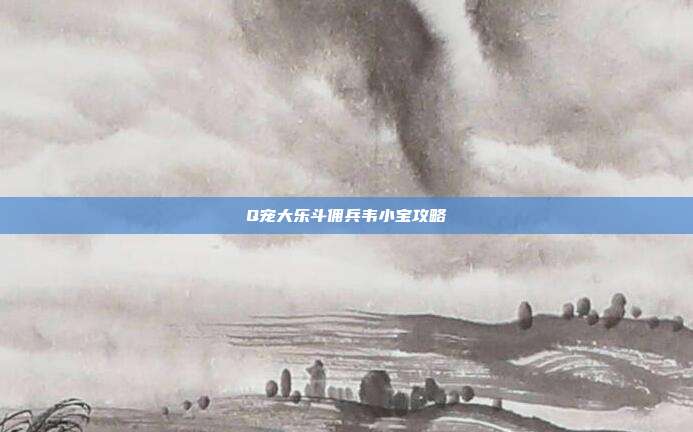 Q宠大乐斗佣兵韦小宝攻略