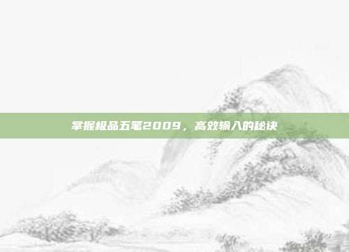 掌握极品五笔2009,高效输入的秘诀