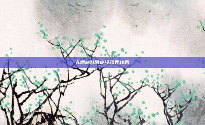 大话2时间宠经验表攻略