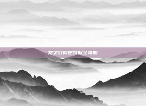 龙之谷网吧特权全攻略