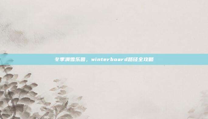 冬季滑雪乐园,winterboard路径全攻略