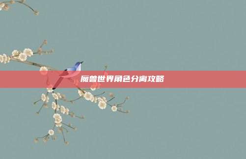 魔兽世界角色分离攻略