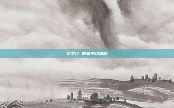 龙之谷 贤者加点攻略