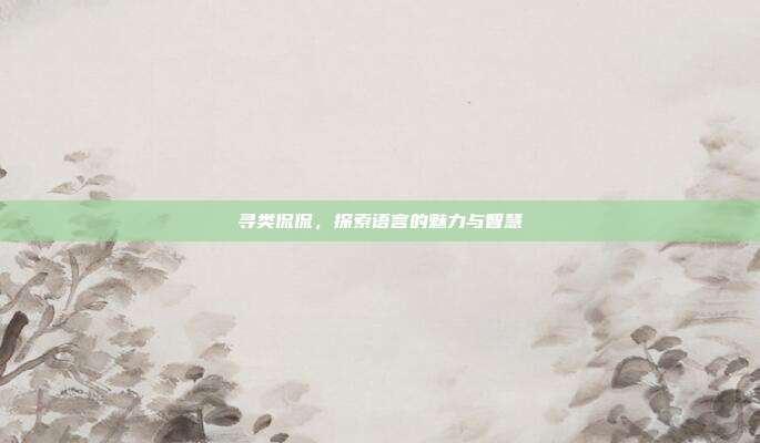 寻类侃侃,探索语言的魅力与智慧
