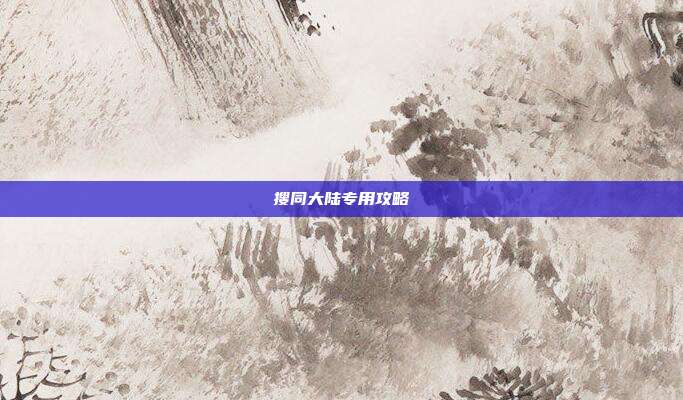 搜同大陆专用攻略