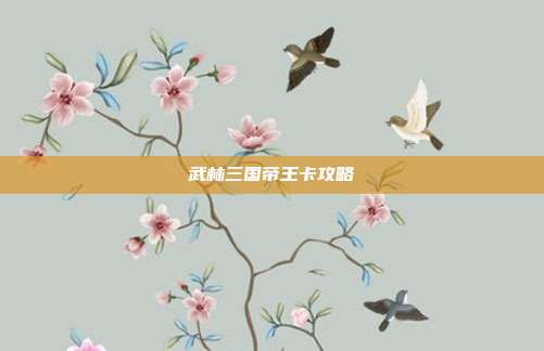 武林三国帝王卡攻略