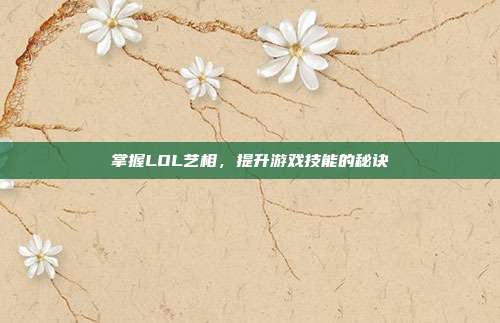 掌握LOL艺相，提升游戏技能的秘诀