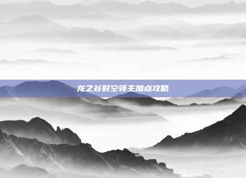 龙之谷时空领主加点攻略