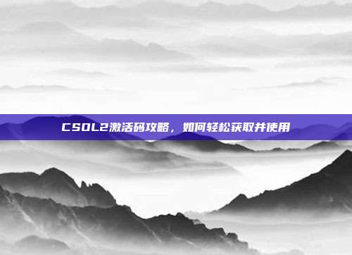 CSOL2激活码攻略,如何轻松获取并使用