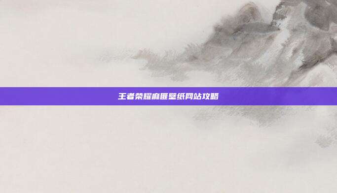 王者荣耀麻匪壁纸网站攻略