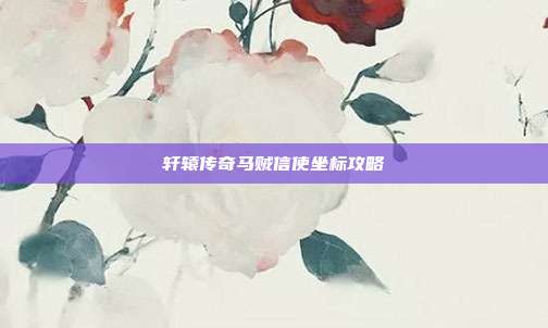 轩辕传奇马贼信使坐标攻略