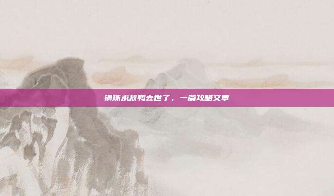钢珠求救鸭去世了，一篇攻略文章