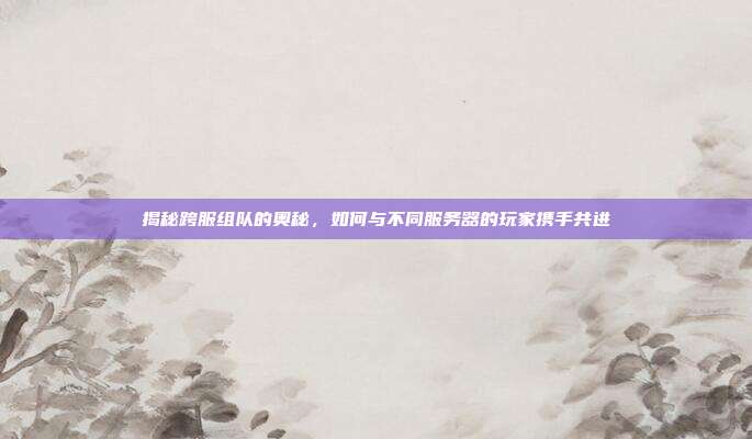 揭秘跨服组队的奥秘,如何与不同服务器的玩家携手共进